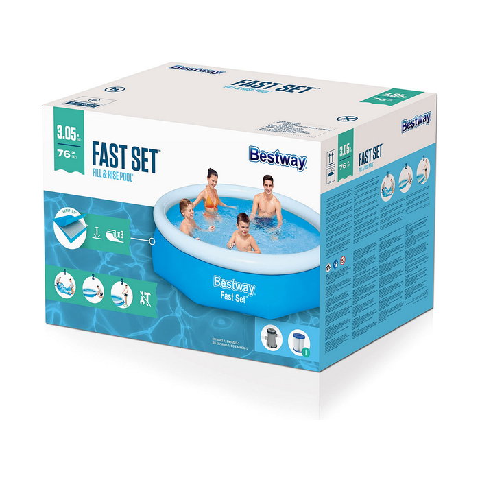 Bestway Piscina hinchable redonda modelo Fast Set con depuradora