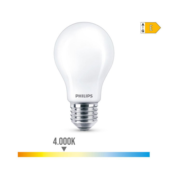 Philips Bombilla LED E27 8,5W 1055lm 4000K Luz Día Ø6 x 10,4 cm Estándar Cristal Mate No Regulable 15000h Philips Bombilla LED E27 8,5W 1055lm 4000K Luz Día Ø6 x 10,4 cm Estándar Cristal Mate No Regulable 15000h