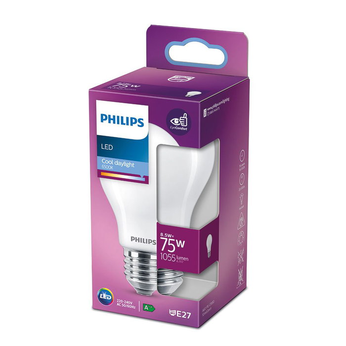 Philips Bombilla Standard LED E27 8.5W 1055 lm Luz Fría 6500K No Regulable Ø6 x 10.4 cm Philips Bombilla Standard LED E27 8.5W 1055 lm Luz Fría 6500K No Regulable Ø6 x 10.4 cm