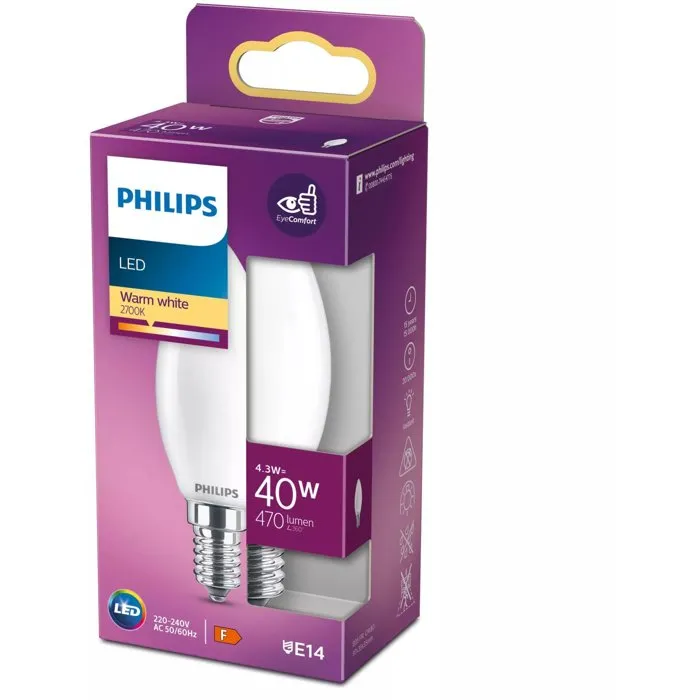 Philips Bombilla LED Vela E14 4,3 W 470 lm 2700 K Luz Cálida