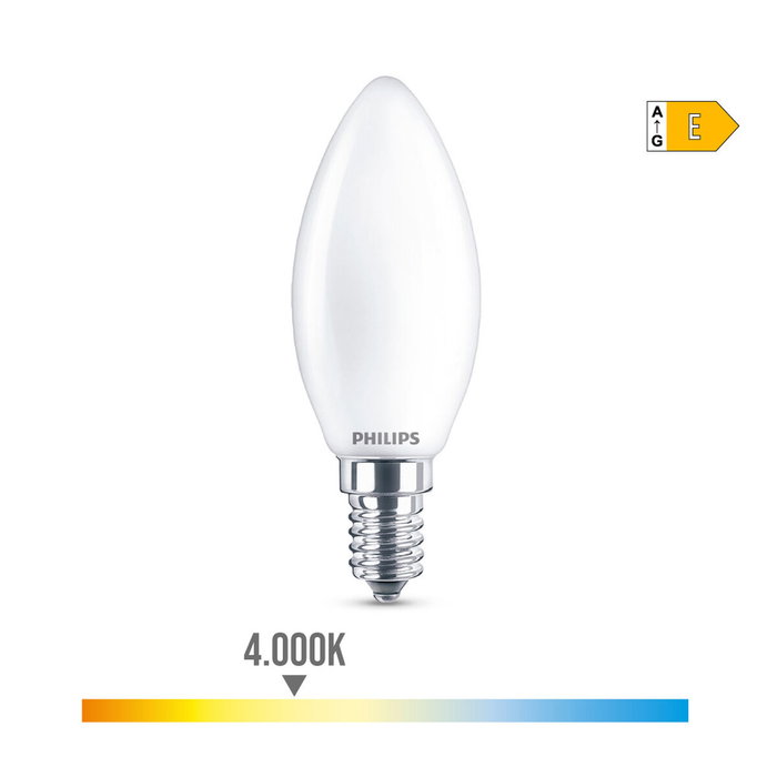 Philips Bombilla vela LED E14 6,5W 806lm 4000K Luz día Philips Bombilla vela LED E14 6,5W 806lm 4000K Luz día