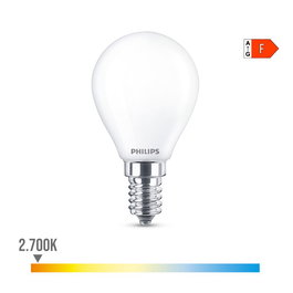 Philips Bombilla Esferica LED E14 4,3W 470lm 2700K Luz Calida Ø4,5 x 8,2 cm