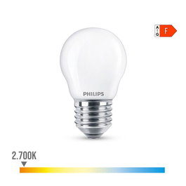Philips Bombilla Esférica LED E27 4.3W 470lm Luz Cálida 2700K Equivalente 40W, Ø4.5x8.2cm, No Regulable, Clase F
