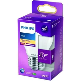Philips Bombilla LED Esférica E27 4.3W (Equivalente 40W) 470 lm Luz Cálida 2700K, No Regulable, Ø4.5x8.2 cm, Clase F