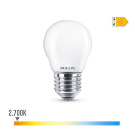Philips Bombilla Esferica LED E27 6,5W 806 Lm 2700K Luz Calida Ø4,5 x 7,8 cm
