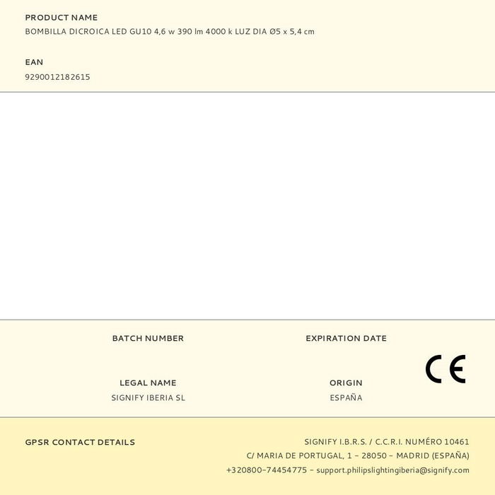 Philips Bombilla Dicroica LED GU10 4,6W 390 lm 4000K Luz Día Ø5 x 5,4 cm