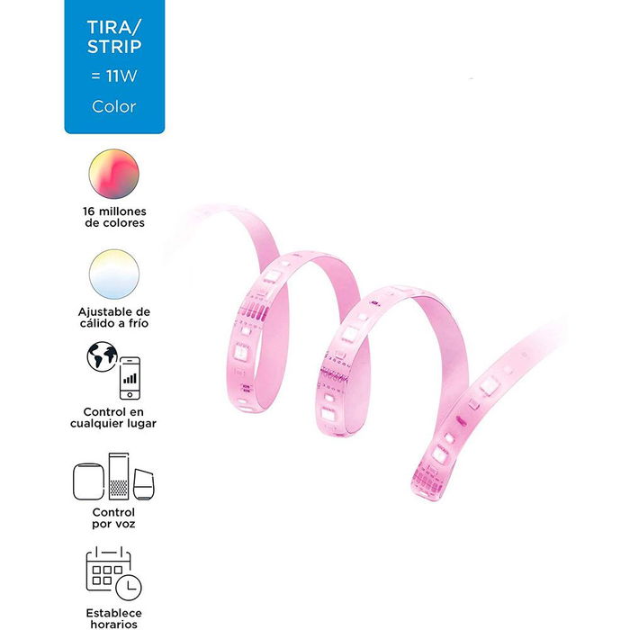Wiz Tira de LED 1m 880 lm RGB 2200K-6500K Wifi Bluetooth Control de Voz IP20 Wiz Philips Wiz Tira de LED 1m 880 lm RGB 2200K-6500K Wifi Bluetooth Control de Voz IP20 Wiz Philips