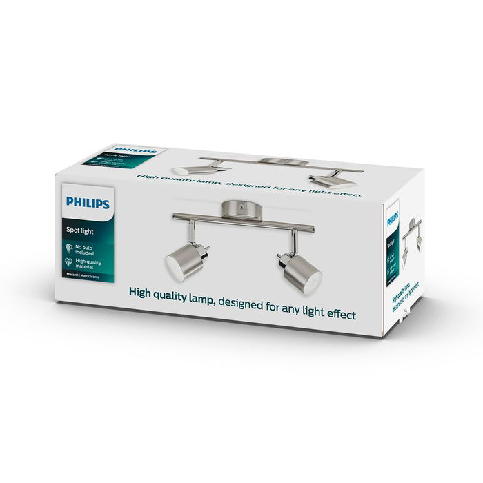 Philips Meranti Foco 2 Elementos Gu10 Cromo Mate 15,5 x 10 x 28 Cm (Bombilla No Incluida)