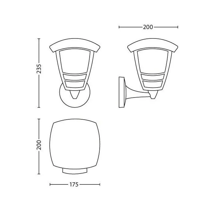 Philips Creek Aplique Exterior Negro E27