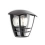 Philips creek Aplique exterior E27 60W negro, tipo farola, IP44, mural