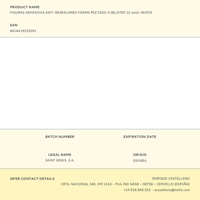 Inofix Figuras Adhesivas Antiresbalones Forma Pez 5302-0 (Blister 12 Unid.) para Duchas y Bañeras Transparentes