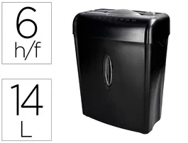 Q-connect Destructora kf17970 6 Hojas, Papelera 14L, Corte Partículas P-3, Grapas, Clips, Tarjetas