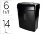Q-connect Destructora kf17970 6 Hojas, Papelera 14L, Corte Partículas P-3, Grapas, Clips, Tarjetas