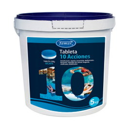 Tamar Cloro en Tabletas Bicapa de 10 Acciones para Piscinas, Bote de 5 kg