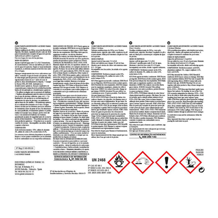 Tamar Cloro 5 Acciones en Tabletas - Bote 1 kg - Bactericida, Alguicida, Floculante, Regulador de pH y Antical - Tabletas Multifunción 20g para Piscina Tamar Cloro 5 Acciones en Tabletas - Bote 1 kg - Bactericida, Alguicida, Floculante, Regulador de pH y Antical - Tabletas Multifunción 20g para Piscina
