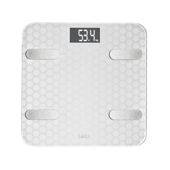 Laica Ps7011 Báscula de Baño Smart Bluetooth con Cálculo de Composición Corporal, Color Blanco, Peso Máximo 180 kg