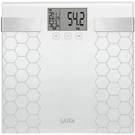 Laica Báscula de Baño Digital con Cálculo de la Composición Corporal, Color Blanco, Máximo 180 kg