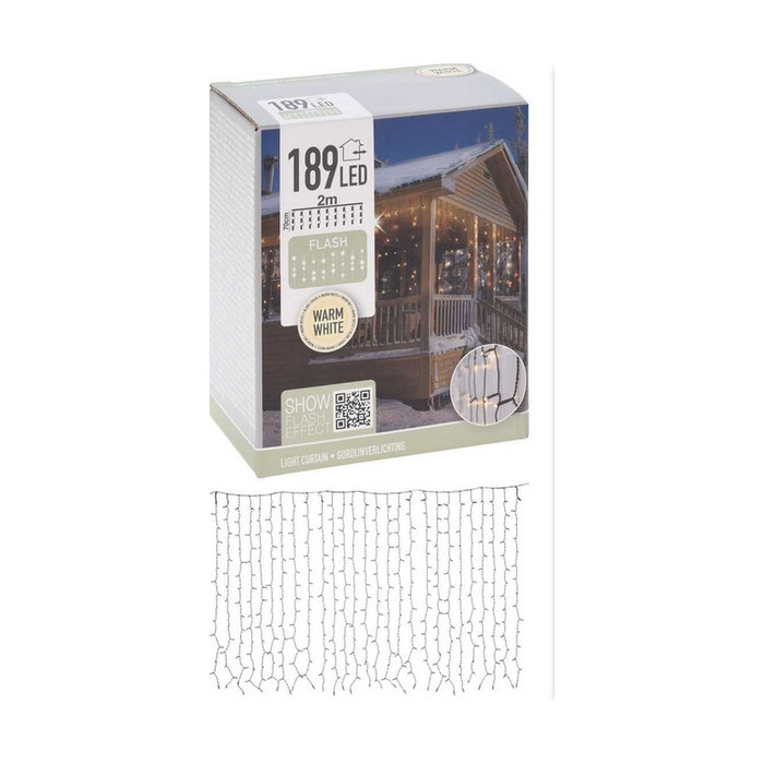 Home & Styling Cortina de luces 189 LEDs Blanco cálido con efecto flash