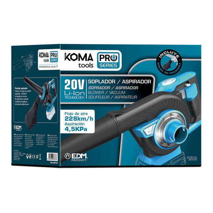 Koma Tools Aspirador Soplador 20V-ASS 20 V (Sin Batería ni Cargador) Herramienta Multiusos de Mano