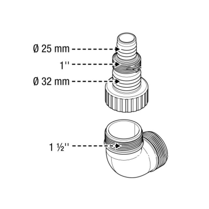 Koma Tools Bomba Sumergible de Drenaje para Aguas Limpias BAL-400, 400 W, 8000 l/h, Conexión Manguera 25/32 mm y Rosca 1"/1 1/2", con Flotador Automático, Profundidad 7 m