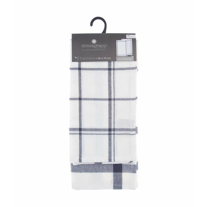 Atmosphera Trapos de cocina cuadros azules 45 x 70 cm, 2 uds