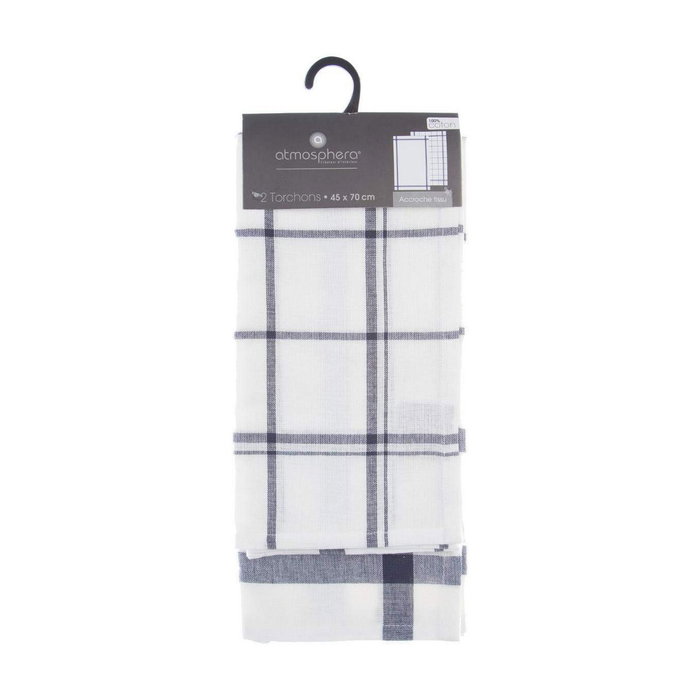 Atmosphera Trapos de cocina cuadros azules 45 x 70 cm, 2 uds