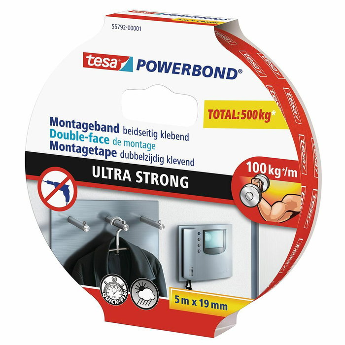 Tesa Cinta de montaje Powerbond Ultrastrong extrafuerte 19 mm x 5 m