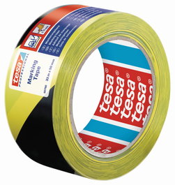 Tesa Cinta de Señalización Negro/Amarillo 50mm x 33m