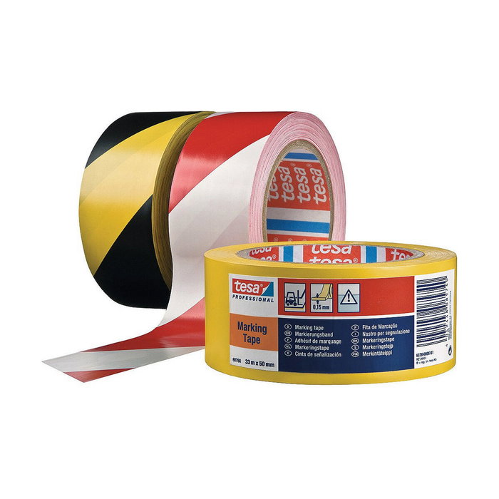 Tesa Cinta de balizar adhesiva negro/amarillo 50 mm x 33 m Tesa Cinta de balizar adhesiva negro/amarillo 50 mm x 33 m
