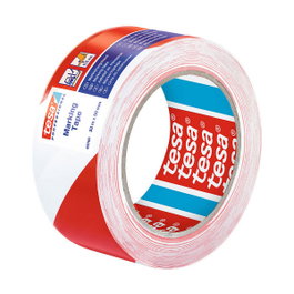 Tesa Cinta de balizar adhesiva rojo/blanco 50 mm x 33 m