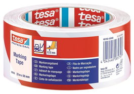 TESA Cinta de Señalización Rojo/Blanco 50mm x 33m