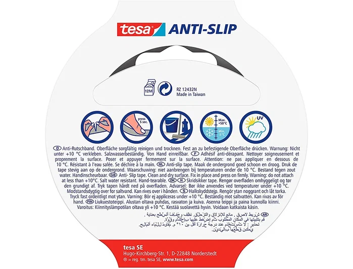 TESA Cinta Antideslizante Negra 25 mm x 5 m