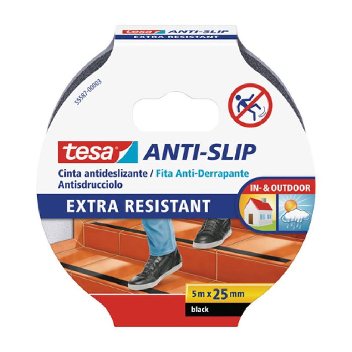 TESA Cinta Antideslizante Negra 25 mm x 5 m