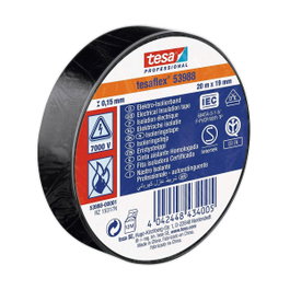Tesa Cinta Aislante Eléctrica Professional 53988, 19 mm x 20 m, Negro