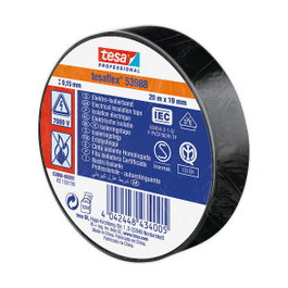 Tesa Cinta Aislante Profesional 53988, 19 mm x 20 m, Negro