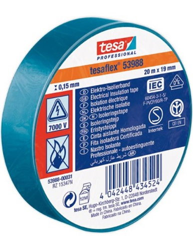 Tesa Cinta aislante homologada azul 19 mm x 20 m Tesa Cinta aislante homologada azul 19 mm x 20 m