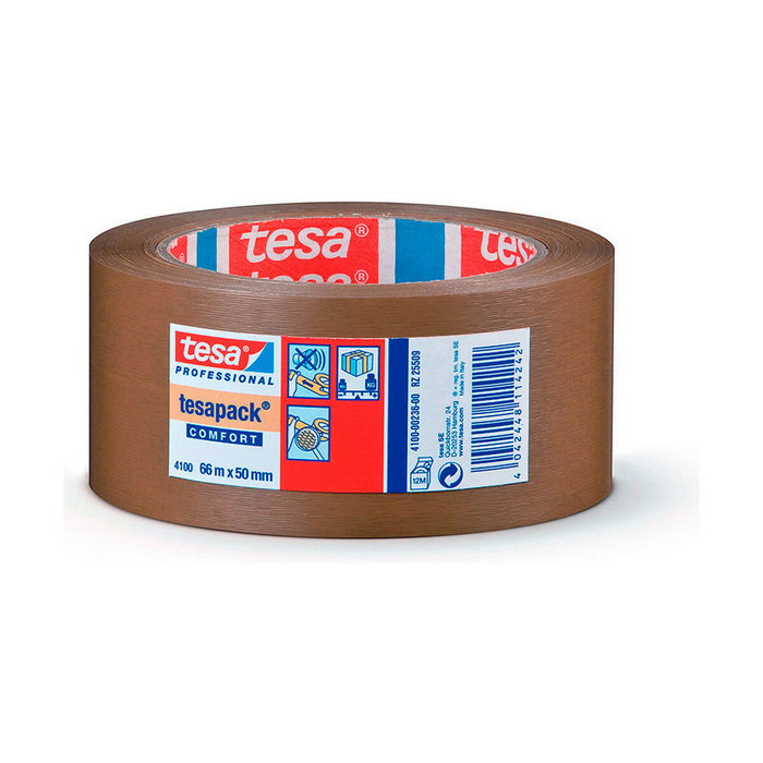 Tesa Cinta de embalar PVC rugoso marrón 50 mm x 66 m Tesa Cinta de embalar PVC rugoso marrón 50 mm x 66 m