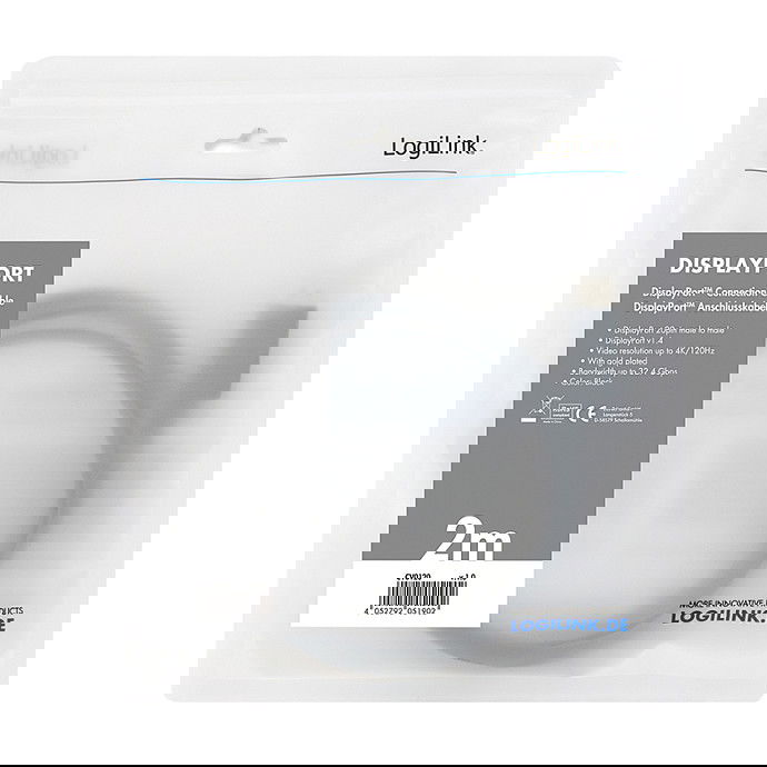 LogiLink DisplayPort 1.4 ST-ST 2m Cable de Conexión Schwarz 8K 60Hz