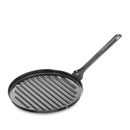 Vaello Plancha Redonda Esmaltada Ø26cm Acero Laminado Negro Apta Fuego Llama