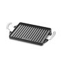 Vaello Plancha Rectangular de Hierro Esmaltado 27 x 21 cm Doble Cara Lisa y Estriada Apta para Fuego de Llama