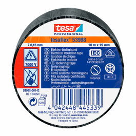 Tesa Cinta aislante homologada negra 19 mm x 10 m