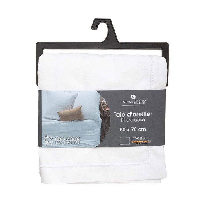 Atmosphera Funda de almohada de algodón blanco 70 x 50 cm Atmosphera Funda de almohada de algodón blanco 70 x 50 cm