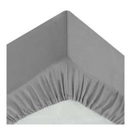 Atmosphera Sábana ajustable de algodón gris 90 x 190 cm