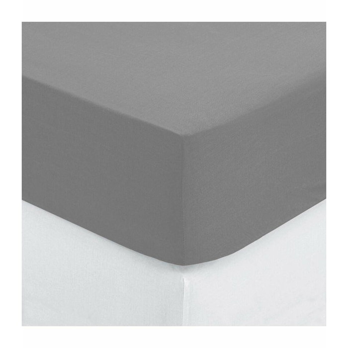 Atmosphera Sábana ajustable de algodón gris 90 x 190 cm