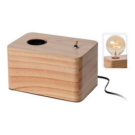 Atmosphera Lámpara con base de madera 20 x 8 x 9 cm Sobremesa Casquillo E27