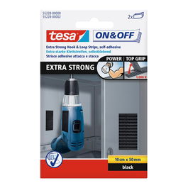 Tesa Tiras de Cierre Extrafuerte Negro 10 x 5 cm, 2 Pares