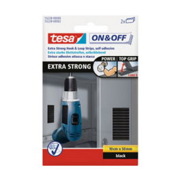 Tesa Tiras de cierre extrafuerte negro 50 mm x 10 cm, 2 pares
