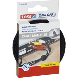 Tesa Cinta de Velcro On&Off para Agrupar Cables Negro 5 m x 10 mm