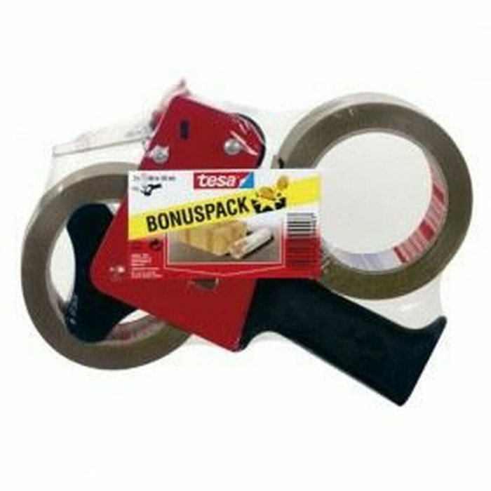 TESA Pack de Precintadora Manual con 2 Rollos de Cinta Marrón 50 mm x 66 m
