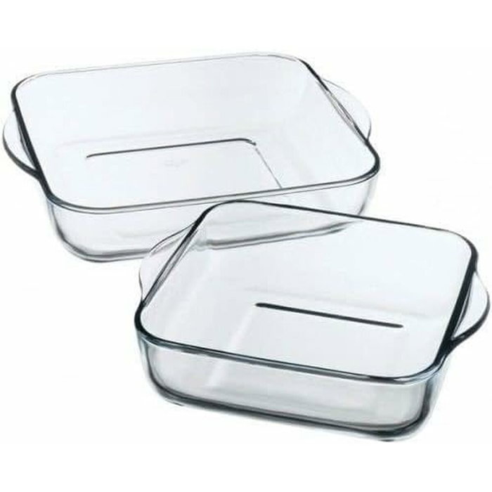 5Five Set de 2 bandejas cuadradas para horno en cristal